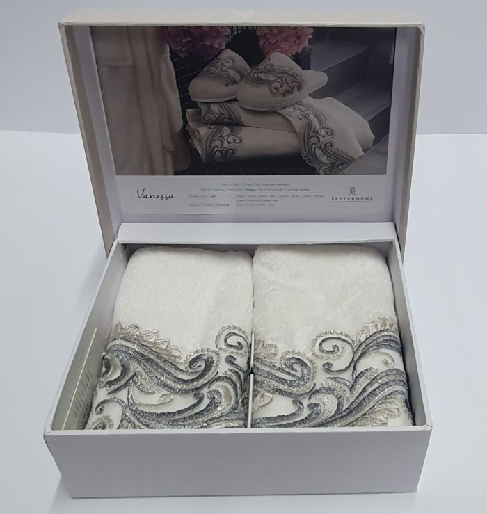 Набір рушників 2шт Pepper Home Vanessa Cream - Blue  30*50