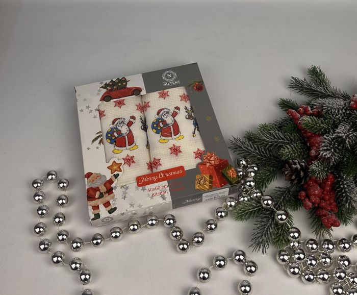 Набір вафельних рушників Nilteks 2шт Lux Printed Christmas