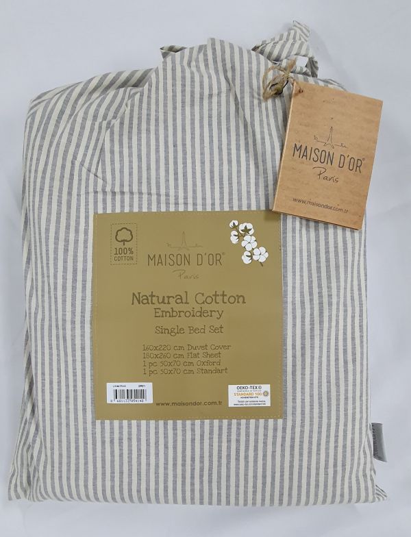 Постільна білизна Maison D'or ранфорс полоска 160х220 Lines stripes Grey