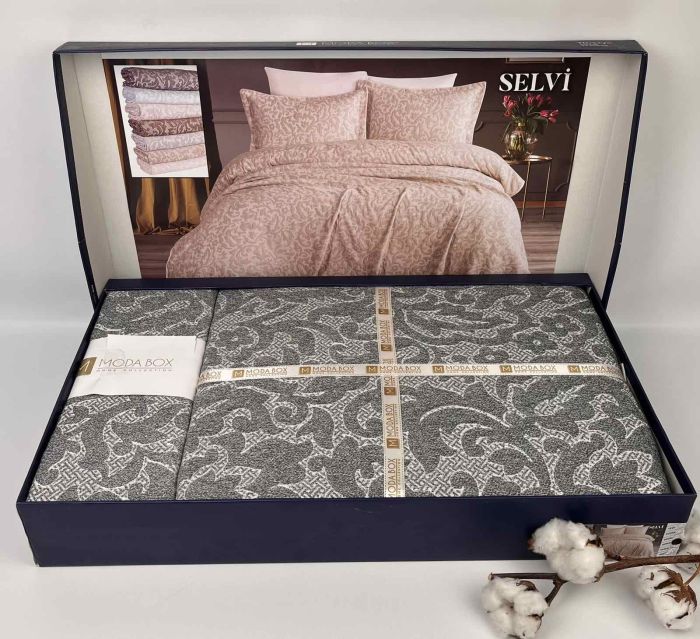 Покривало Moda Box 240х260 з наволочками Selvi Anthracite