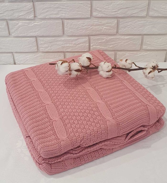 Плед вязаний Issihome Pink 220х240