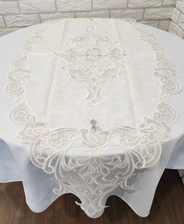 Доріжка велюрова Acme з мереживом 70*160 Rose Krem