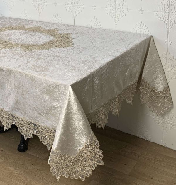 Скатертина Велюр Acme Tekstil 160x220 Melek Cappucino PVS