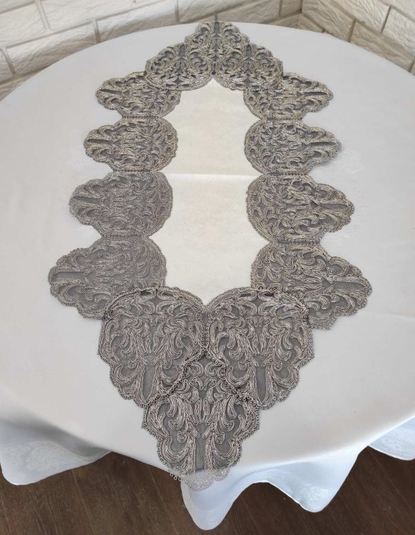 Доріжка велюрова Acme з мереживом 45*140 Harem Cream