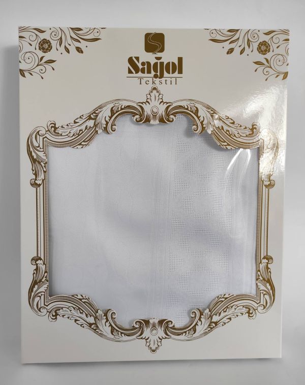 Скатертина Sagol тефлон 160x350 ovale St-052 White в коробці *