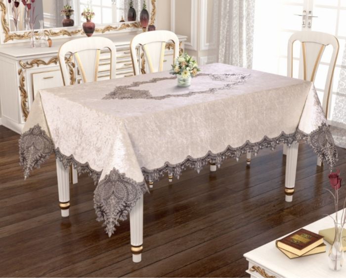 Скатертина Велюр Acme Tekstil 160x220 Payidar Silver