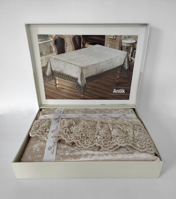 Скатертина Велюр Maison Royale 160x220 ovale Antik Cappucino