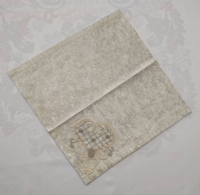 Серветка велюрова Acme з мереживом 35*35 Kyrien Cappicino