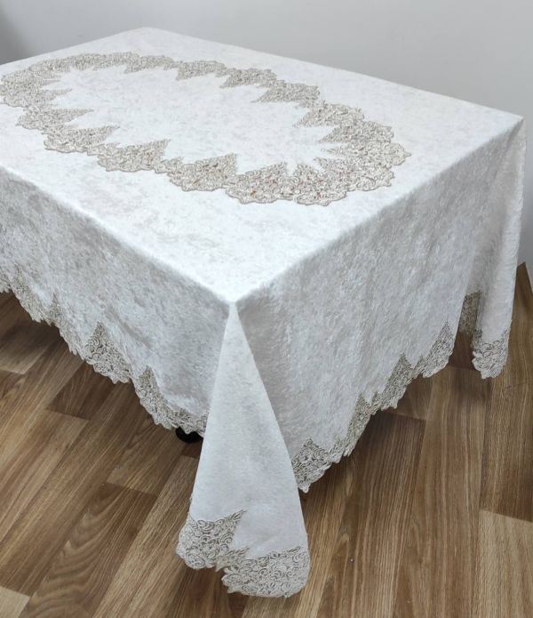 Скатертина Велюр Acme Tekstil 160x260 Quenn Krem PVS