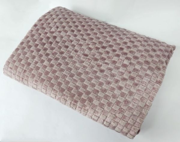Покривало велюр шахмати 200х220 Lilac