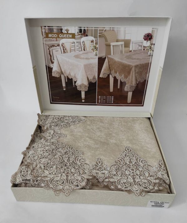 Скатертина Велюр Acme Tekstil 110x160 Queen Capiccino