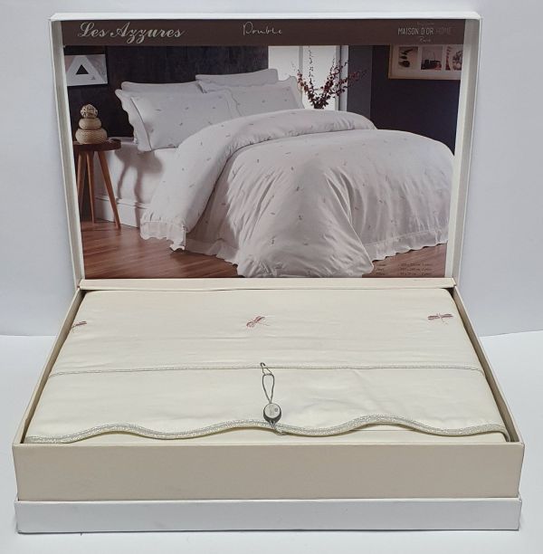 Постільна білизна Maison D'or сатин з вишивкою 200х220 Les Azzures Dark Lilac