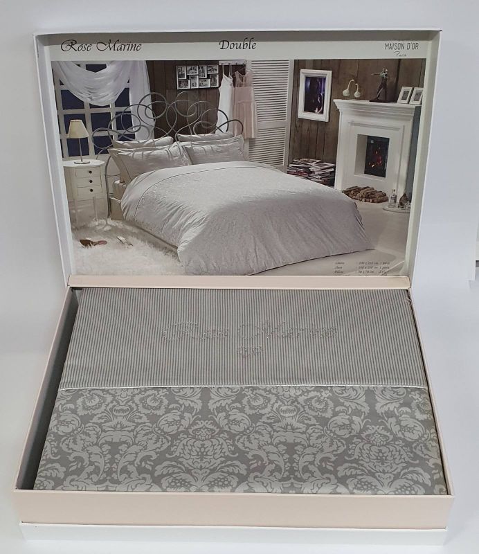 Постільна білизна Maison D'or сатин сімейна Rose Marine Grey