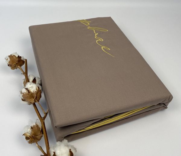 Постільна білизна Koloco сатин з вишивкою 150x210 см Light  Brown