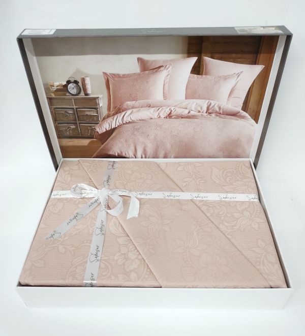 Постільна білизна Saheser Jacquard Vip Satin 200X220 Rosella Gul/Pudra