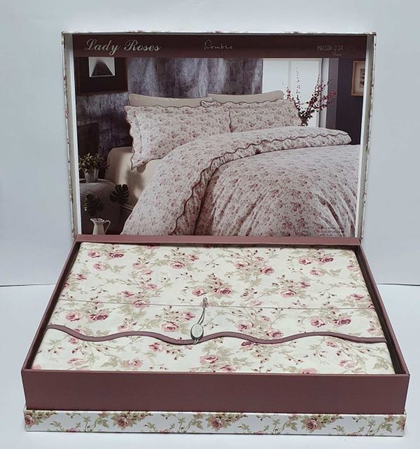 Постільна білизна Maison D'or сатин сімейна Lady Roses Beige