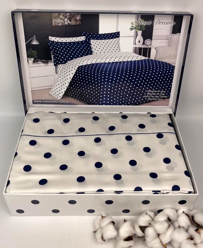 Постільна білизна Maison D'or сатин 160х220 Sweet Dreams Navy