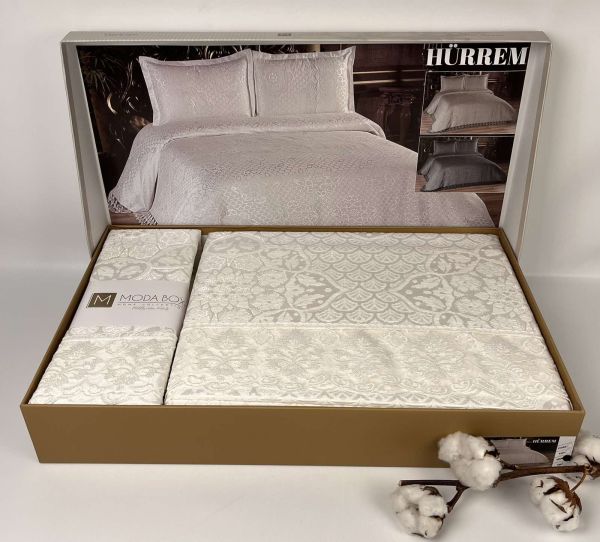 Покривало Moda Box 240х260 з наволочками Hurrem Krem