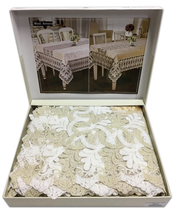 Скатертина Велюр Acme Tekstil 160x220 Amora Gold