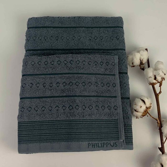 Набір рушників Philippus Slow Cotton 2 шт Timoxa Антрацит(Е847)