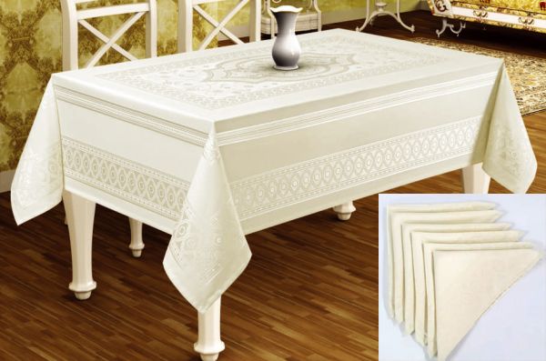 Скатертина Sagol тефлон 160x350 St-052 Cream + 10 серветок *