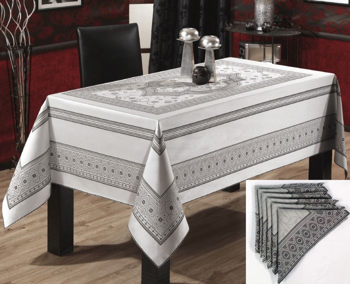 Скатертина Sagol тефлон 160x400 St-052 Grey + 10 серветок 45 см *