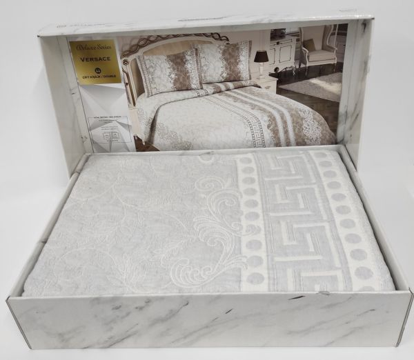 Покривало My Bed Жакард 240x260 з наволочками Versace Grey