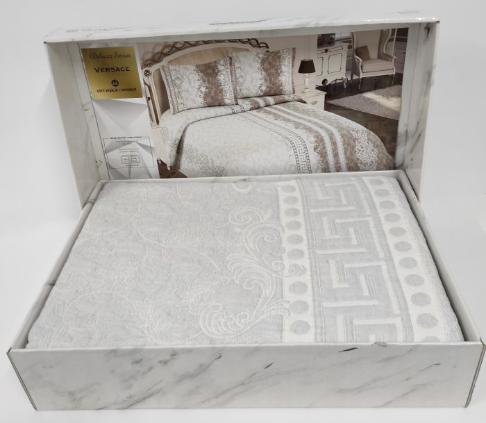 Покривало My Bed Жакард 240x260 з наволочками Versace Grey