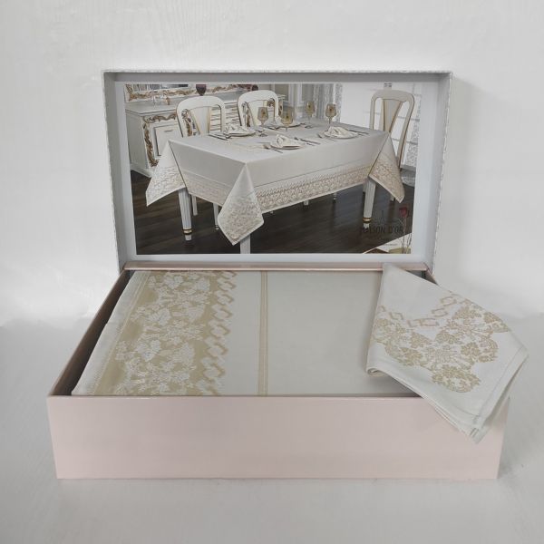 Скатертина Set Maison D'or 160х270+6psc Palmer White-Beige