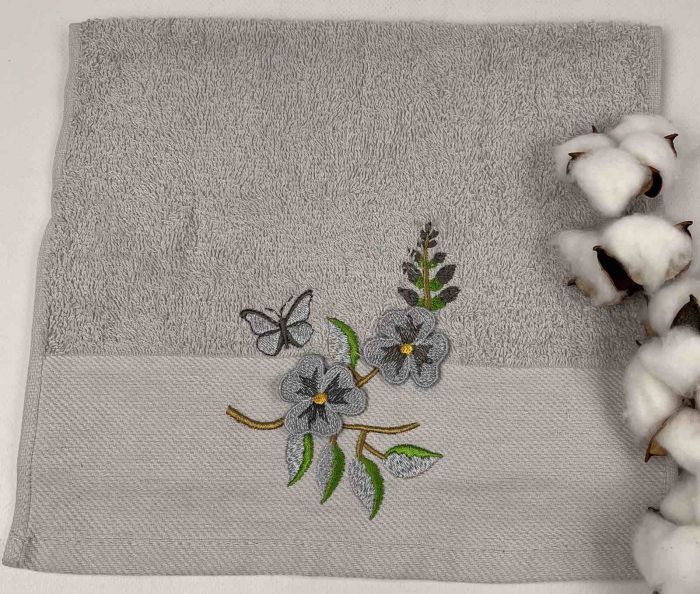 Махровий рушник Ma Me 30х50 Flowers 2 Gray