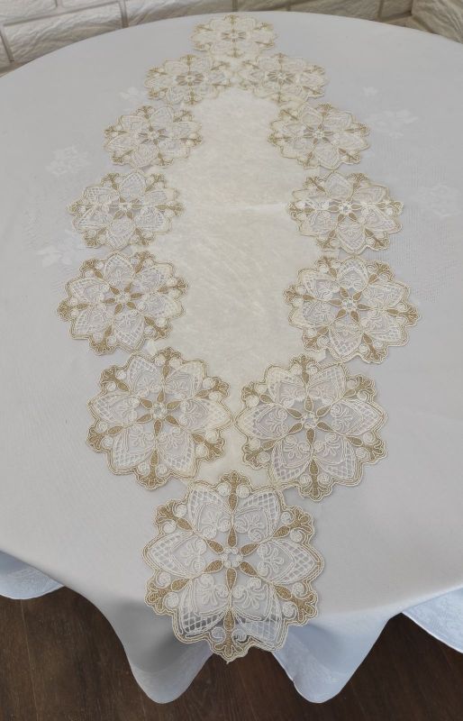 Доріжка велюрова Acme з мереживом 45*100 Star Cream