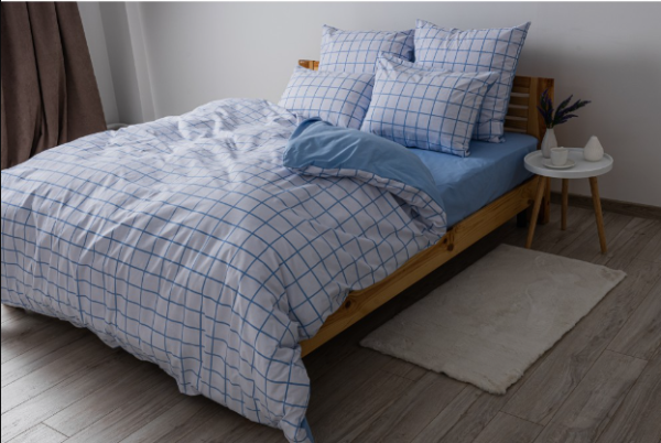 Комплект постільної білизни "Happy Sleep"євро (Blue Check 50*70)