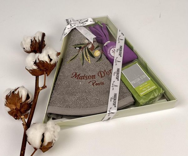 Подарунковий кухонний рушник+мило саше Maison D'or "Olive" Grey