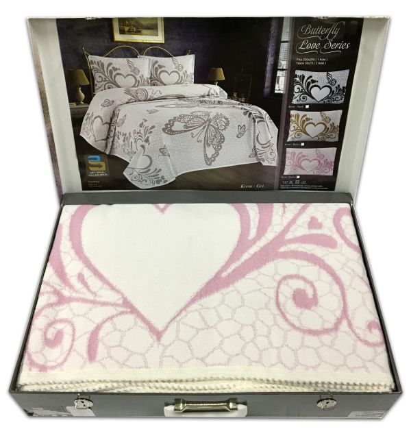 Покривало піке Acme Tekstil Butterfly Love Krem-Pudra