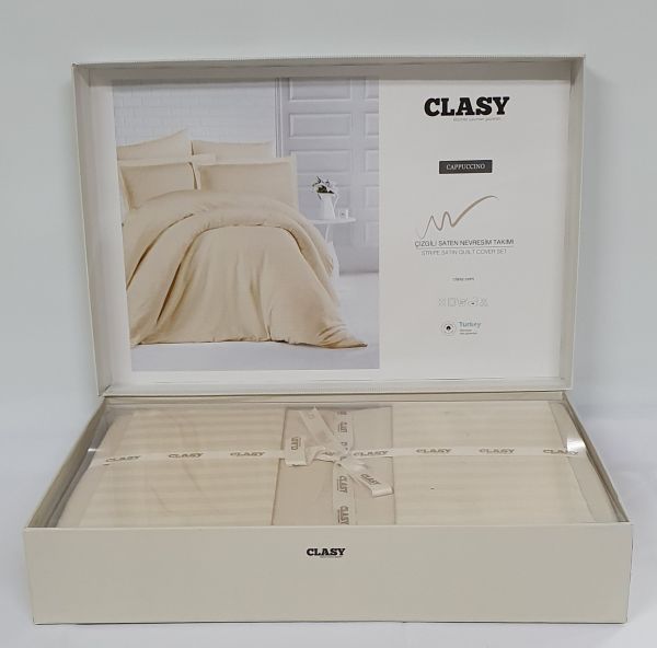 Постільна білизна CLASY страйп-сатин 160x220 см Bej