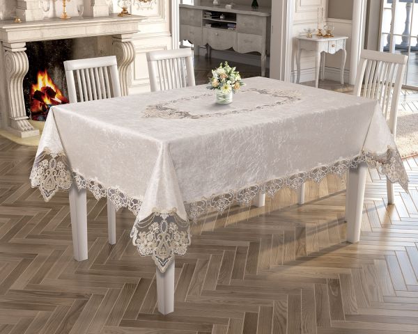 Скатертина Велюр Acme Tekstil 160x300 Melisa Krem PVS