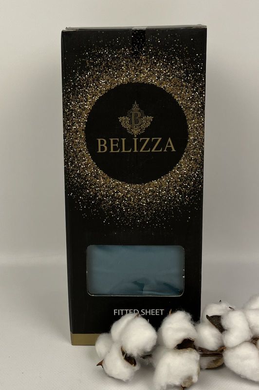 Простирадло на резинці з наволочками Belizza 180x200+30см сатин Petrol Yesili
