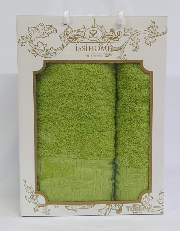 Набір махрових рушників 2шт Issihome кубик Green