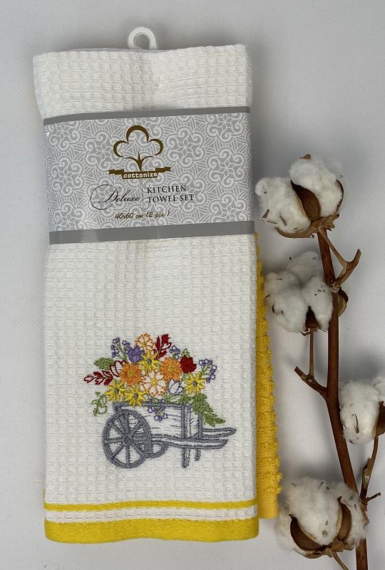 Набір кухонних рушників 2 шт Cottonize Flowers Yellow