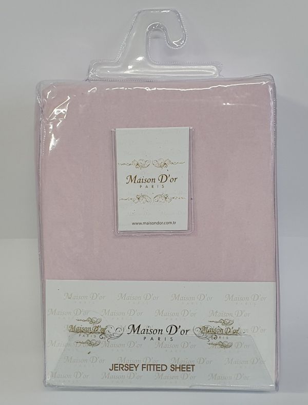 Простирадло на резинці 220x240 трикотаж з наволочками Maison D'or Pink