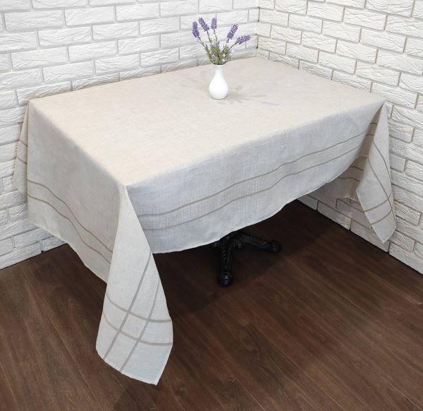 Скатертина льон 120*160 код DA-222 Beige