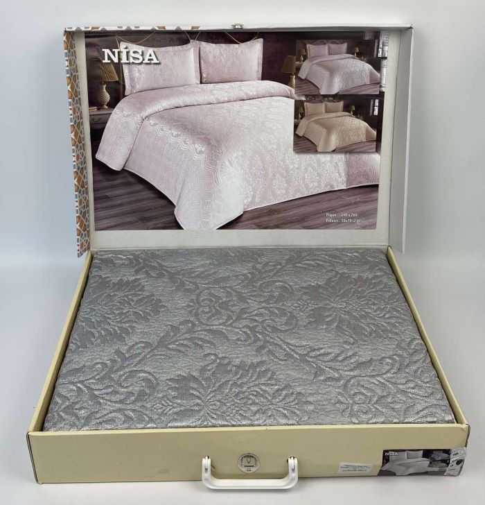 Покривало Moda Box 240х260 з наволочками Nisa Gri