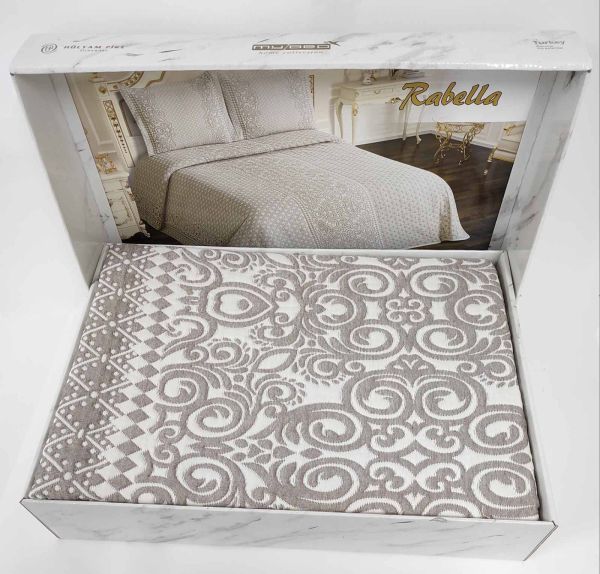 Покривало My Bed Жакард 240x260 з наволочками Rabella Cappucino