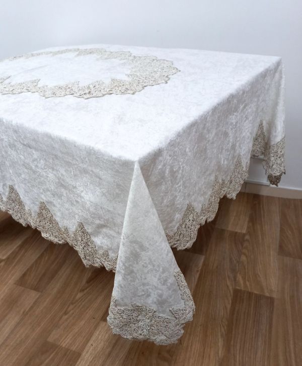 Скатертина Велюр Acme Tekstil 160x260 Queen Krem PVS
