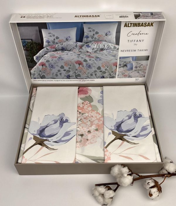 Постільна білизна Altinbasak ранфорс 200x220 Tiffany Sky