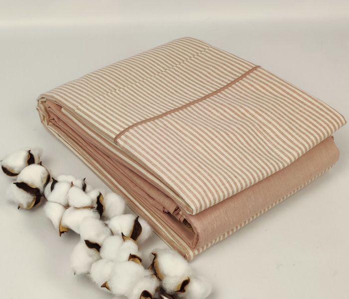 Постільна білизна Maison D'or ранфорс полоска 200х220 Lines stripes Rose
