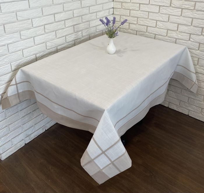 Скатертина льон 150*220 код 6002 Dark  Beige