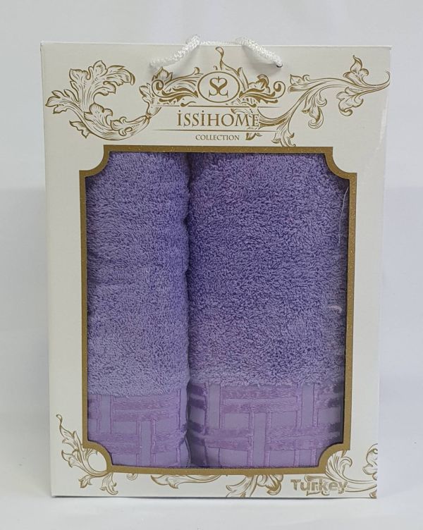 Набір махрових рушників 2шт Issihome кубик  Purple