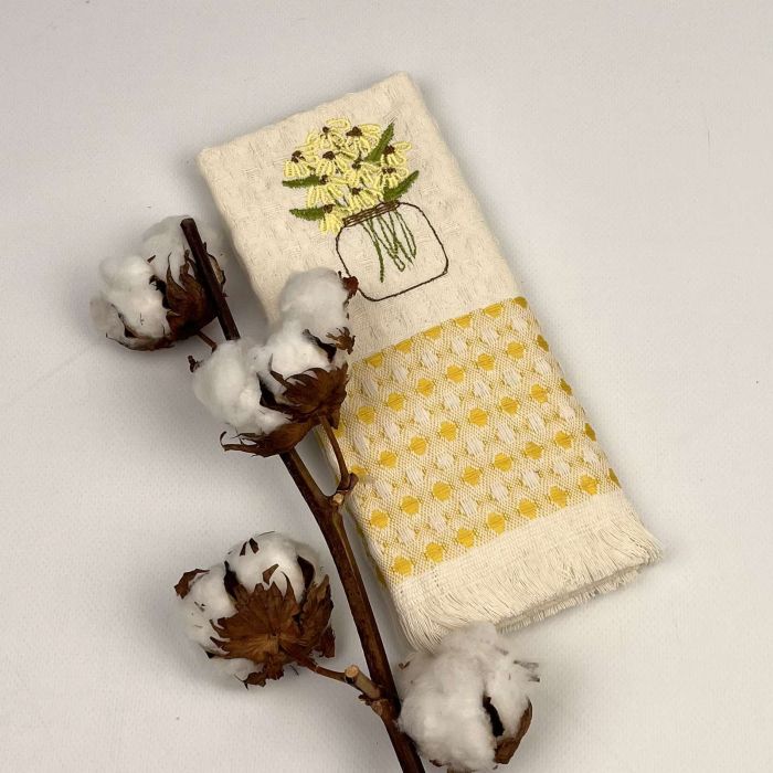 Вафельний кухнний рушник 45х65 Flowers Yellow