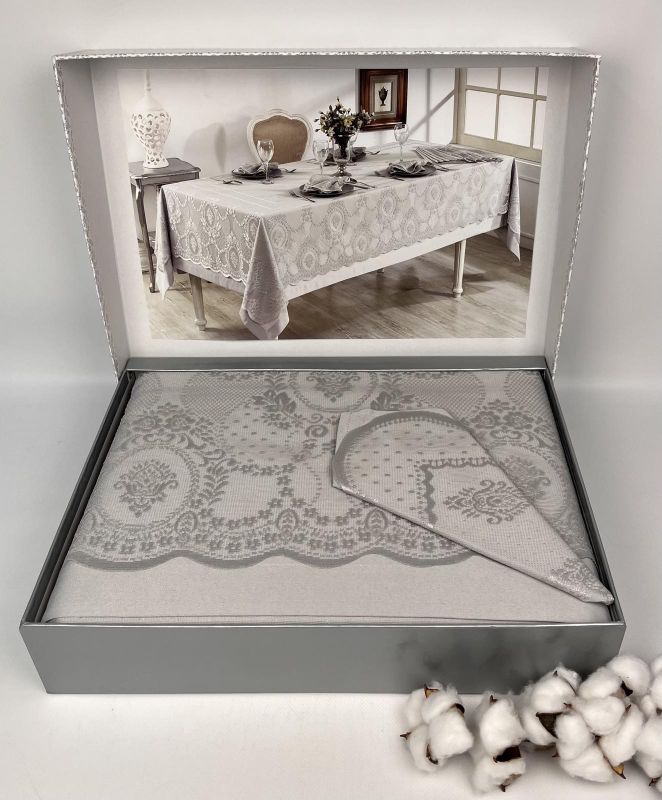 Скатертина Set Maison D'or 160x320+150x310+8pcs+8psc Marinella T.Cloth Grey